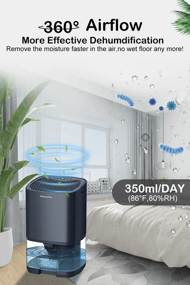 QuietAir Compact Dehumidifier  Portable Moisture Absorber For Home Bedroom And Office 6