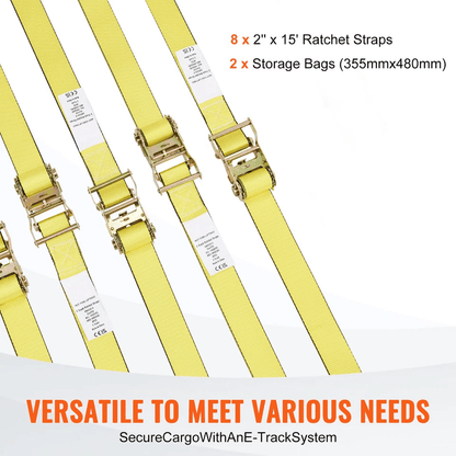 Ratchet Tie Down Straps Heavy Duty Cargo Securing Kit With E Track Hooks  Storage Bag 5