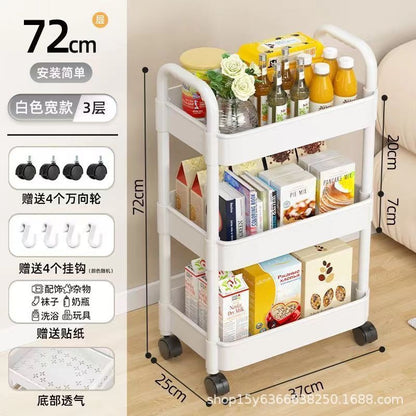 Household Multi-Layer Cart Storage Rack with Wheels, Space-Saving Kitchen, Bathroom & Bedroom Organizer