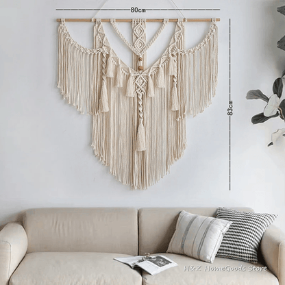 Boho Macrame Wall Hanging Tapestry  Large Handwoven Art Decor With Tassels For Bedroom  Living Room 2