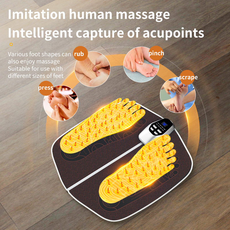 EMS Foot Massager Pad with USB Recharge, Control Muscle Stimulation, Acupoints Massage for Improves Blood Circulation