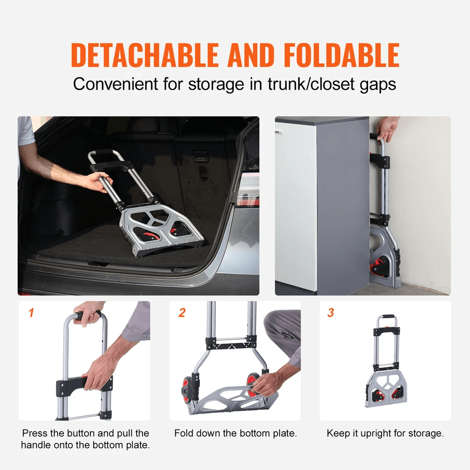 Folding Hand Truck Aluminum Luggage Trolley Cart Dolly Bungee Cord 6