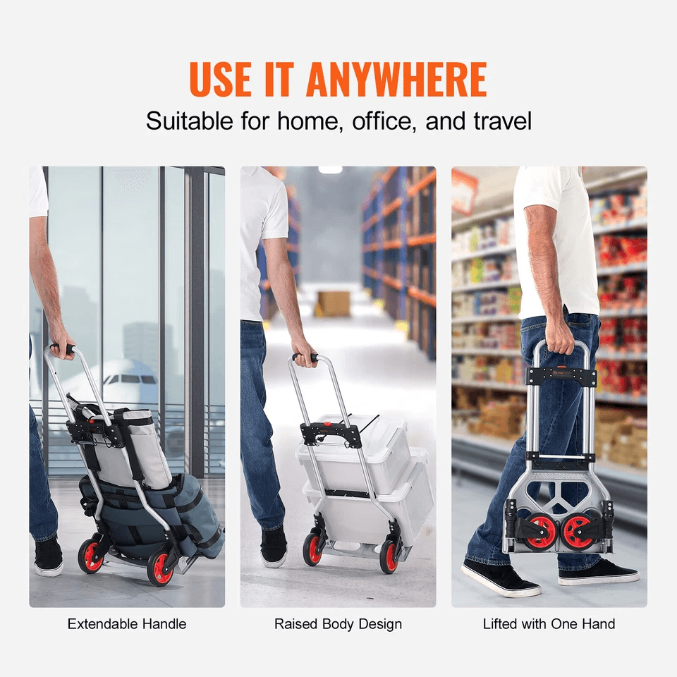 Folding Hand Truck Aluminum Luggage Trolley Cart Dolly Bungee Cord 4