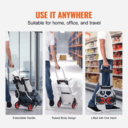 Folding Hand Truck Aluminum Luggage Trolley Cart Dolly Bungee Cord 4