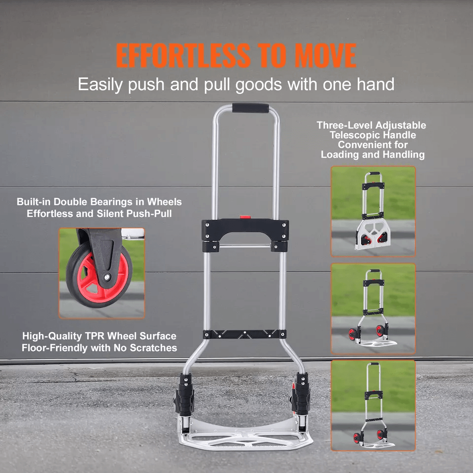Folding Hand Truck Aluminum Luggage Trolley Cart Dolly Bungee Cord 2