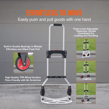 Folding Hand Truck Aluminum Luggage Trolley Cart Dolly Bungee Cord 2