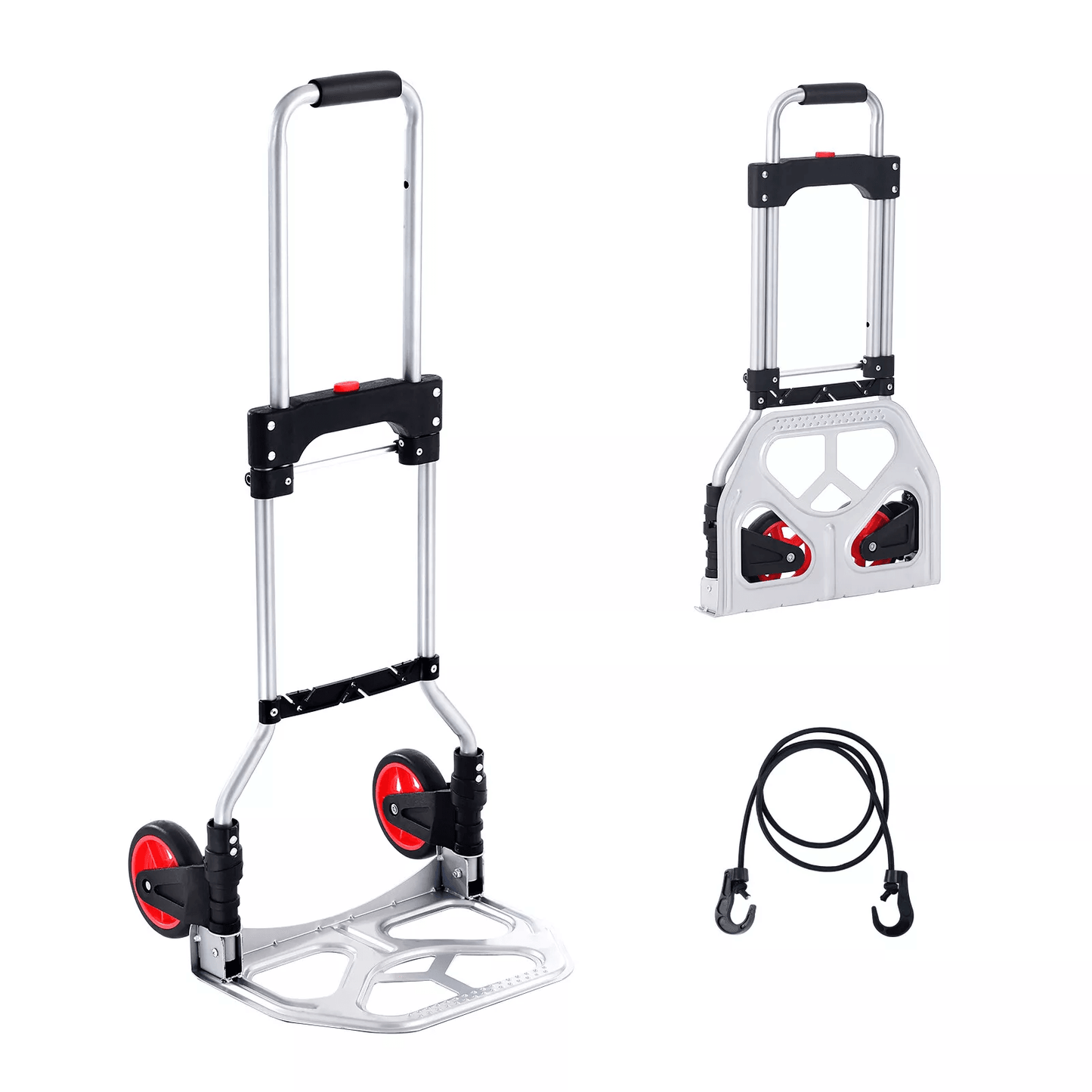 Folding Hand Truck Aluminum Luggage Trolley Cart Dolly, Bungee Cord