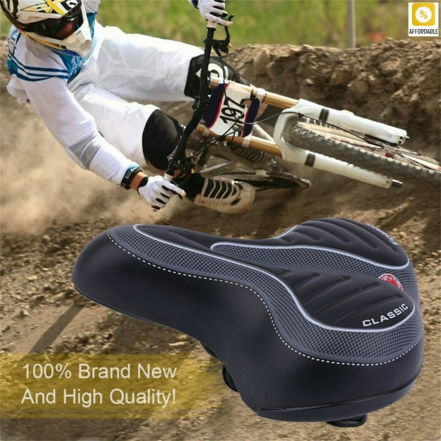 Wide Comfort Bike Seat Extra Cushioned Gel Saddle For EBike  Bicycle  Big Bum Support 6