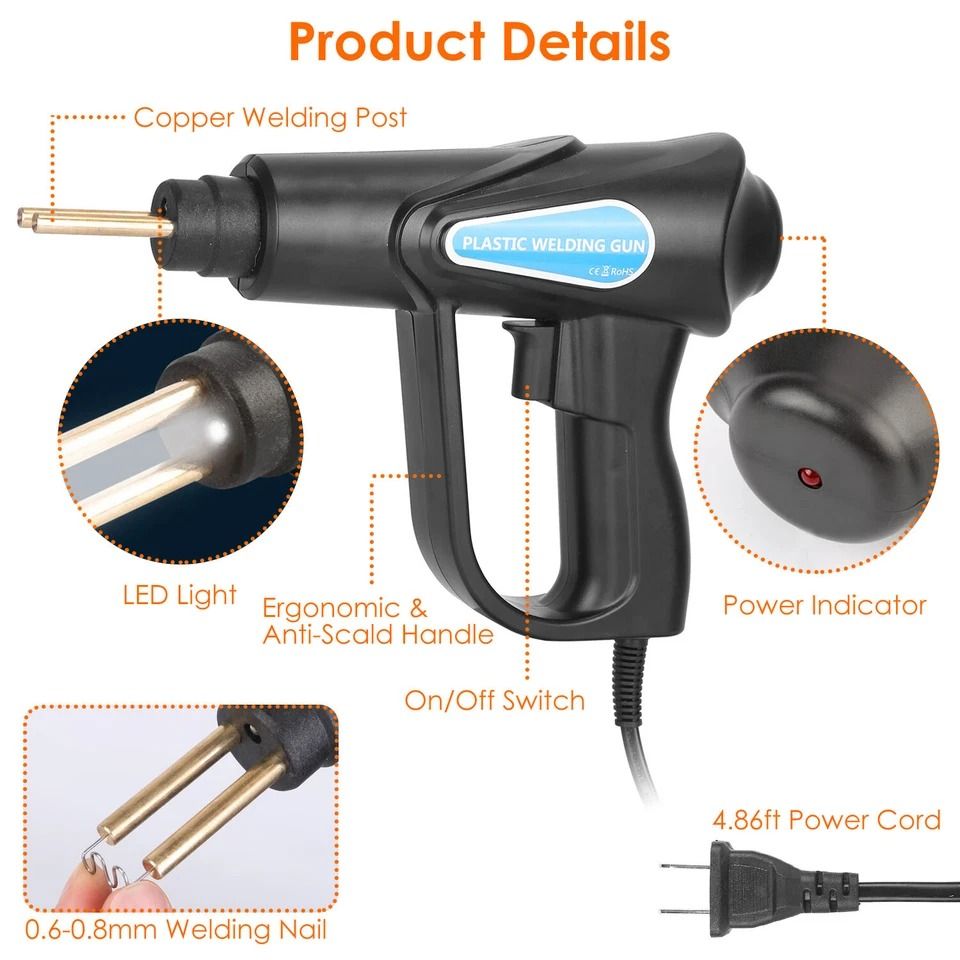 100W Plastic Welder Kit Complete Bumper Repair Set With Welding Gun  200 Staples 4