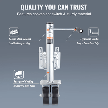 Trailer Jack For Boats  RVs VEVOR Manual Swing Up Jack With PP Wheels  Detachable Handle 3