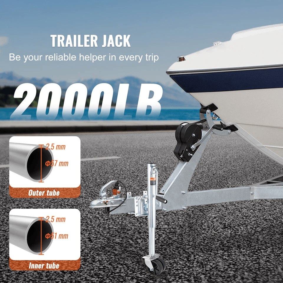 Trailer Jack For Boats  RVs VEVOR Manual Swing Up Jack With PP Wheels  Detachable Handle 1