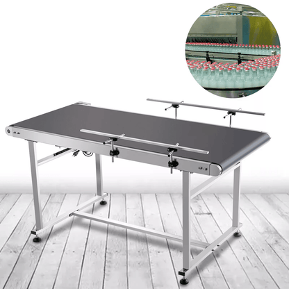Motorized Conveyor w/ Guardrails, PVC Belt Conveyor for Warehouses, Assembly Lines, Packaging, and Factory Automation