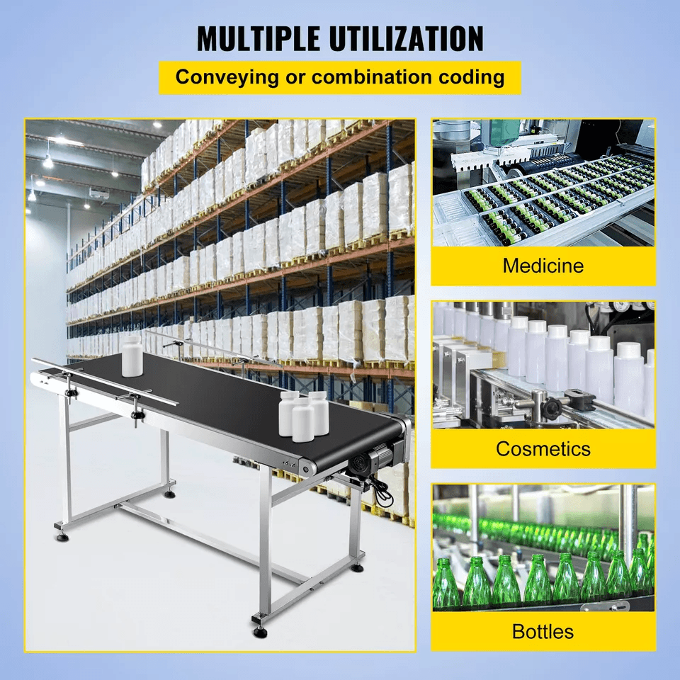 Motorized Conveyor W Guardrails PVC Belt Conveyor For Warehouses Assembly Lines Packaging And Facto 2