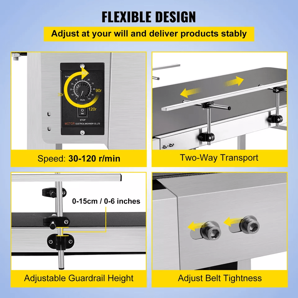 Motorized Conveyor W Guardrails PVC Belt Conveyor For Warehouses Assembly Lines Packaging And Facto 4