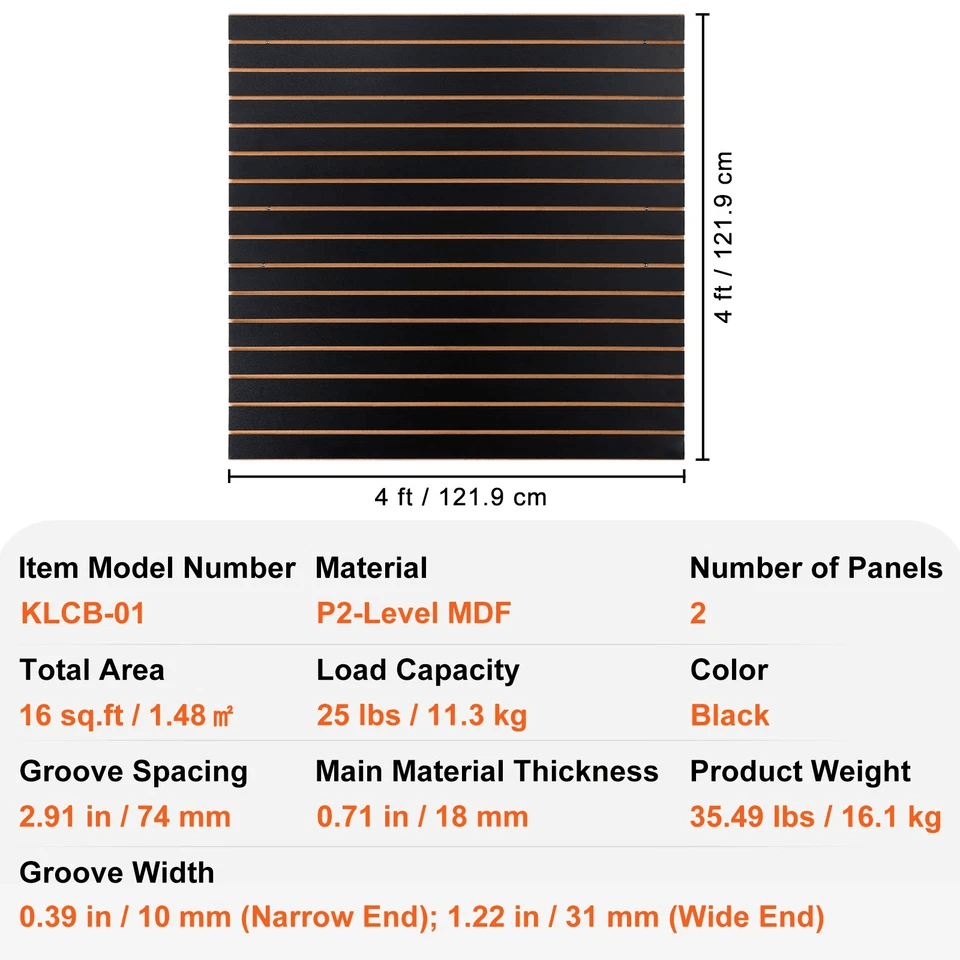 Black Slatwall Panels Garage Storage Organizer MDF Wall Panel Standard Groove 5