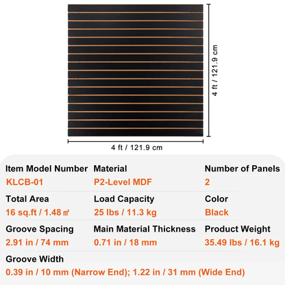 Black Slatwall Panels Garage Storage Organizer MDF Wall Panel Standard Groove 5