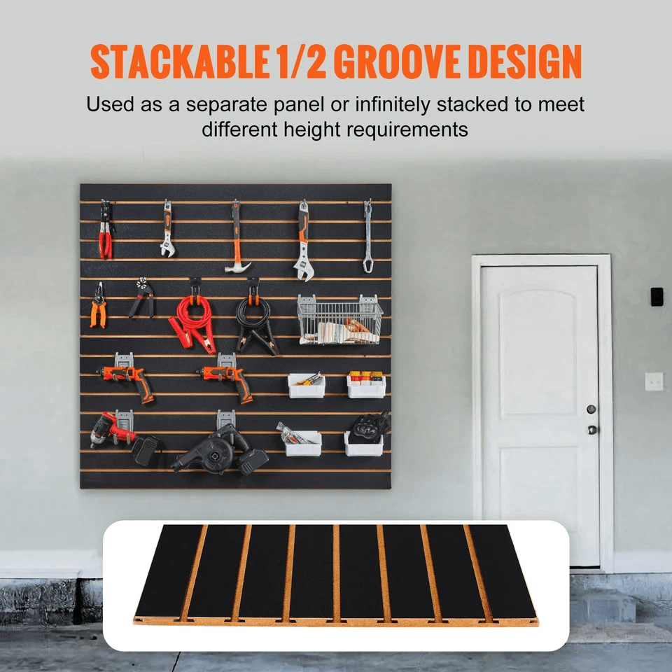 Black Slatwall Panels Garage Storage Organizer MDF Wall Panel Standard Groove 4