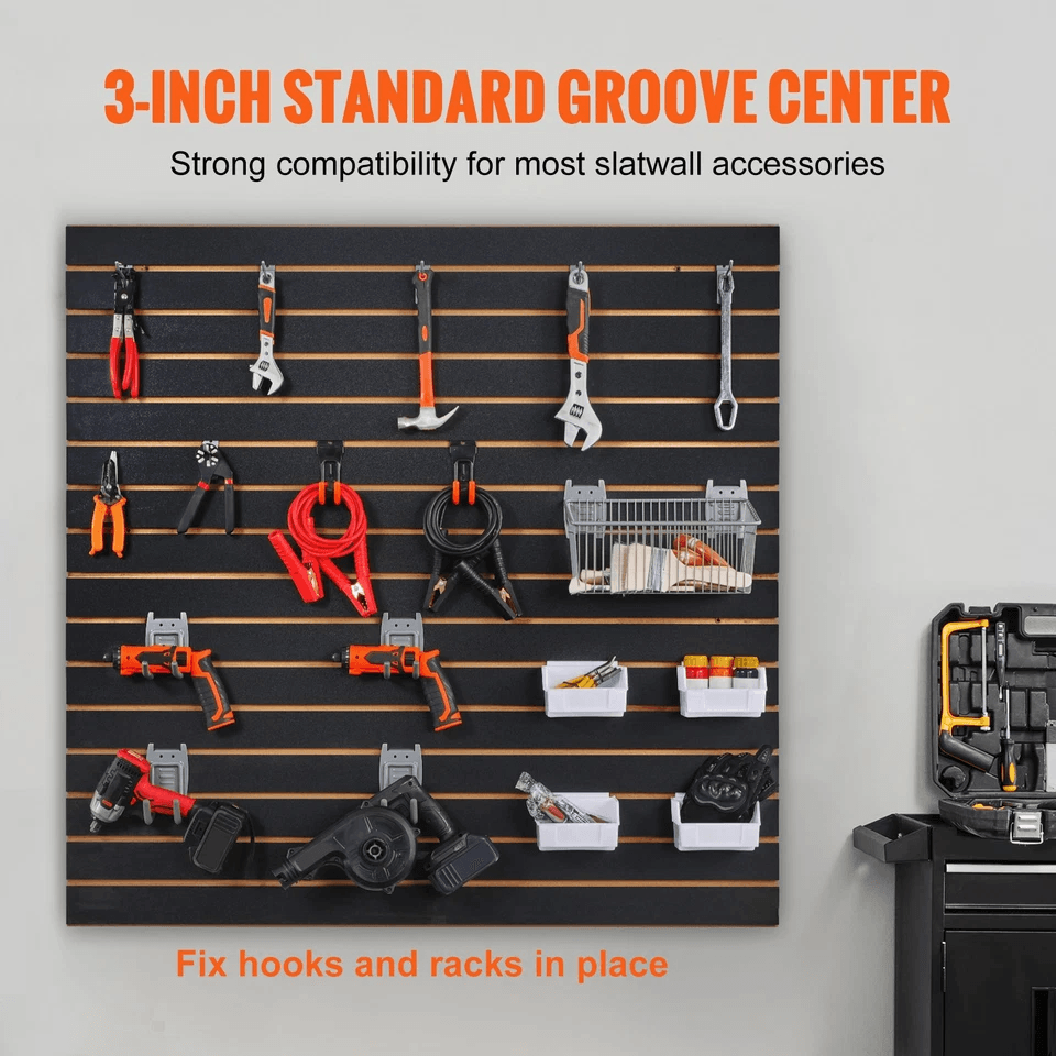Black Slatwall Panels Garage Storage Organizer MDF Wall Panel Standard Groove 2