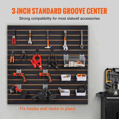 Black Slatwall Panels Garage Storage Organizer MDF Wall Panel Standard Groove 2
