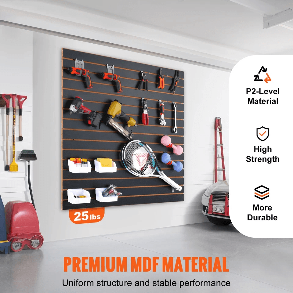 Black Slatwall Panels Garage Storage Organizer MDF Wall Panel Standard Groove 1