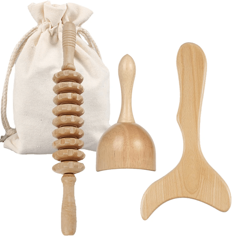Wooden Lymphatic Drainage Massage Tool Set  Manual Maderotherapy  Gua Sha Kit For Body Sculpting 3