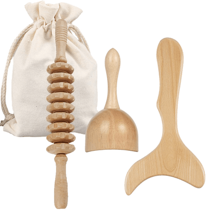 Wooden Lymphatic Drainage Massage Tool Set  Manual Maderotherapy  Gua Sha Kit For Body Sculpting 3