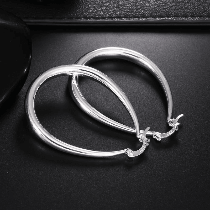 925 Sterling Silver Hoop Earrings  41mm Smooth Circle Statement Hoops For Women 1