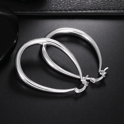 925 Sterling Silver Hoop Earrings  41mm Smooth Circle Statement Hoops For Women 1