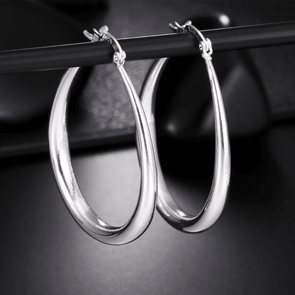 925 Sterling Silver Hoop Earrings  41mm Smooth Circle Statement Hoops For Women 2