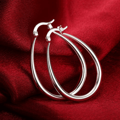 925 Sterling Silver Hoop Earrings – 41mm Smooth Circle Statement Hoops for Women