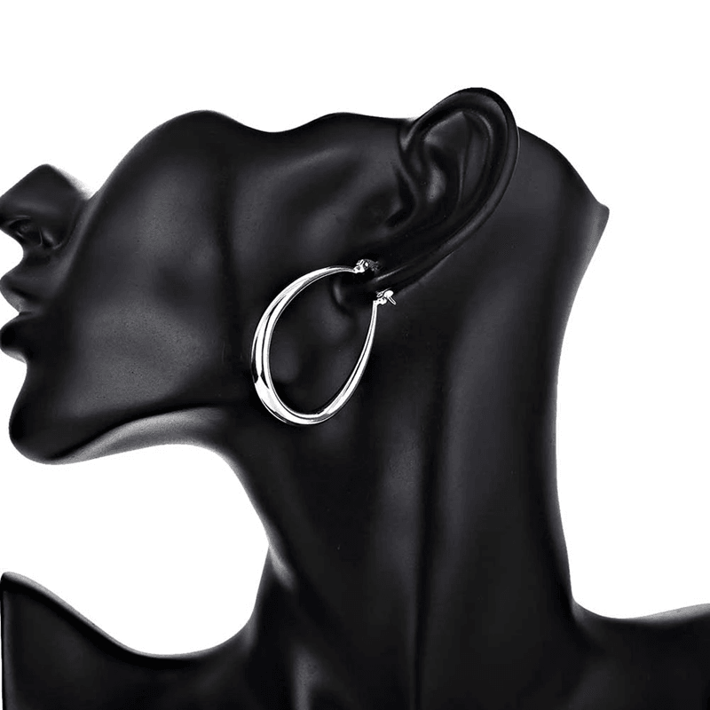 925 Sterling Silver Hoop Earrings  41mm Smooth Circle Statement Hoops For Women 3