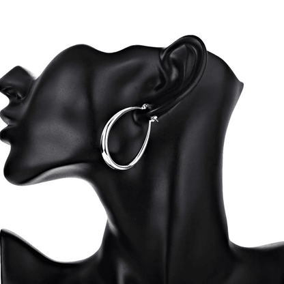 925 Sterling Silver Hoop Earrings  41mm Smooth Circle Statement Hoops For Women 3