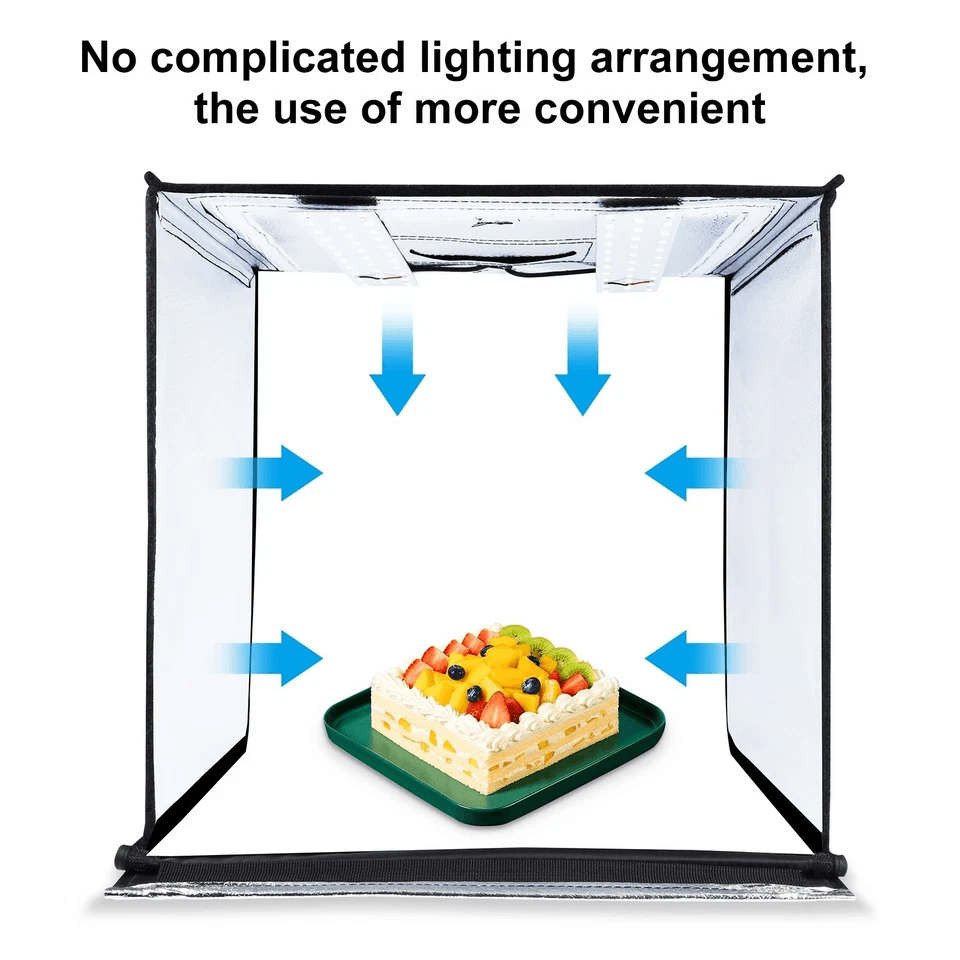 Portable LED Light Box Tent Kit With Foldable Photo Studio 6 Color Backgrounds High Brightness Idea 4