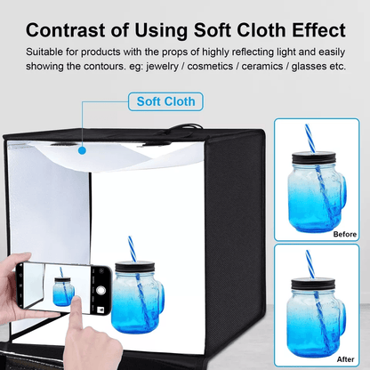 Portable LED Light Box Tent Kit With Foldable Photo Studio 6 Color Backgrounds High Brightness Idea 3
