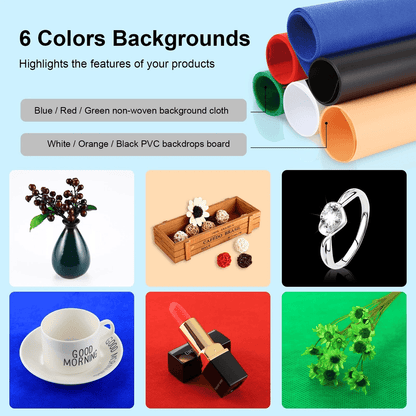 Portable LED Light Box Tent Kit With Foldable Photo Studio 6 Color Backgrounds High Brightness Idea 1