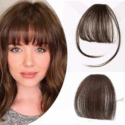 Neat Air Bangs For Women ClipOn Remy Human Hair Extensions Silky  Natural Front Bang Fringe Dark Br 1