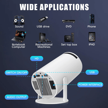 4K Mini Projector Lumen LED UHD WiFi Bluetooth Portable Home Theater Projector For Indoor  Outdoor  8