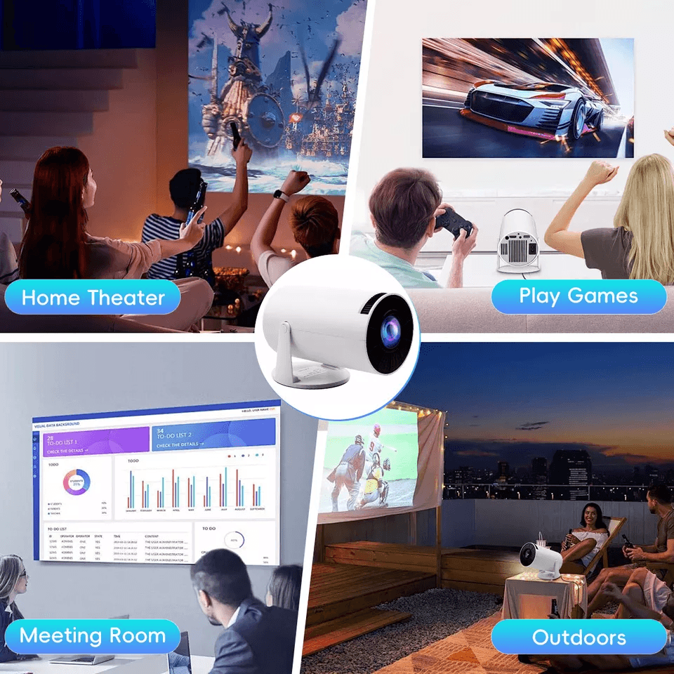 4K Mini Projector Lumen LED UHD WiFi Bluetooth Portable Home Theater Projector For Indoor  Outdoor  3
