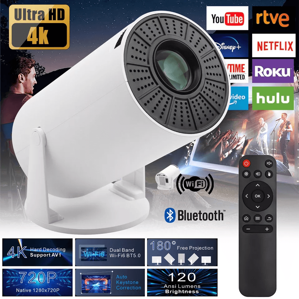 4K Mini Projector Lumen LED UHD WiFi Bluetooth Portable Home Theater Projector For Indoor  Outdoor  1