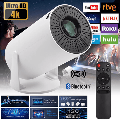 4K Mini Projector Lumen LED UHD WiFi Bluetooth Portable Home Theater Projector For Indoor  Outdoor  1