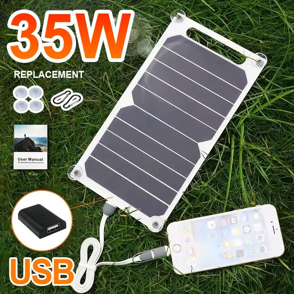 35W Portable USB Solar Panel Charger for Camping and Outdoor Power
