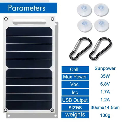 35W Portable USB Solar Panel Charger For Camping And Outdoor Power 3