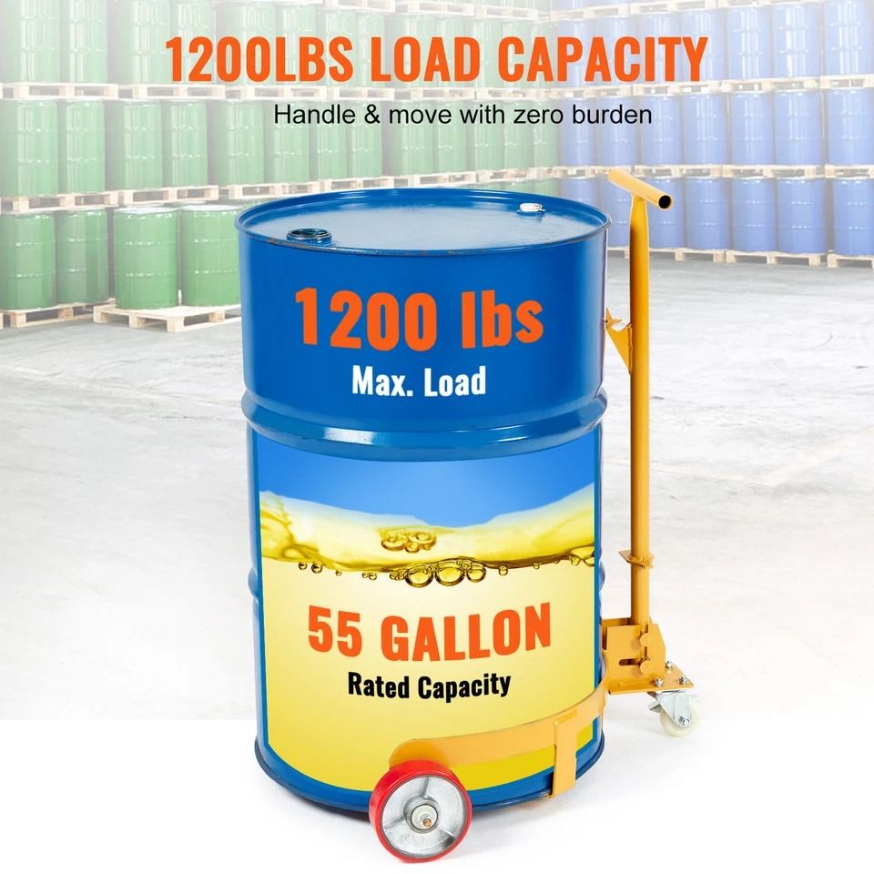 Heavy Duty 55 Gallon Drum Dolly Cart  1200 Lbs Capacity Barrel Dolly With Wheels For Easy Transport 1