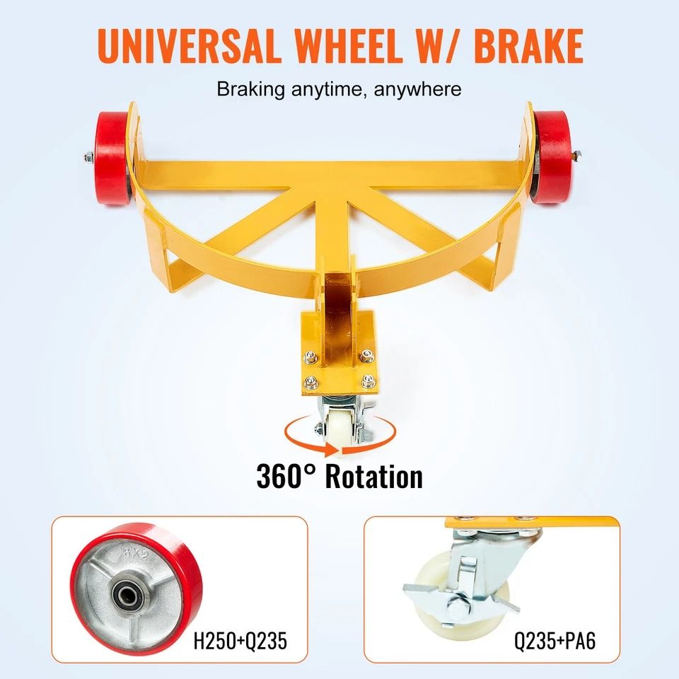 Heavy Duty 55 Gallon Drum Dolly Cart  1200 Lbs Capacity Barrel Dolly With Wheels For Easy Transport 3