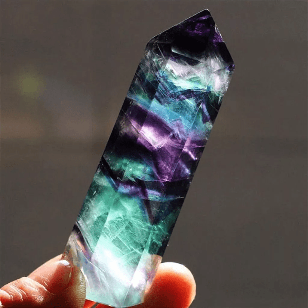 Rainbow Fluorite Healing Crystal Wands Obelisk Reiki Tower Point for Meditation, Energy Balancing, Home Decoration