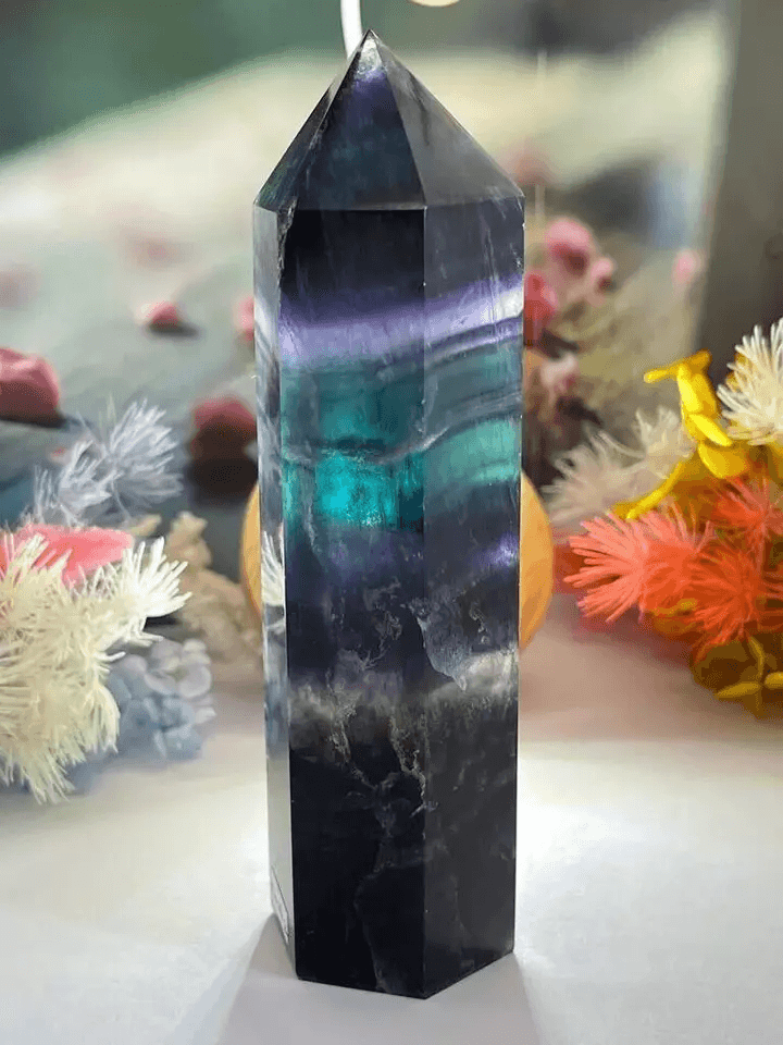 Rainbow Fluorite Healing Crystal Wands Obelisk Reiki Tower Point For Meditation Energy Balancing Ho 2