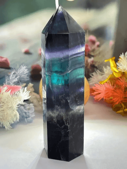 Rainbow Fluorite Healing Crystal Wands Obelisk Reiki Tower Point For Meditation Energy Balancing Ho 2