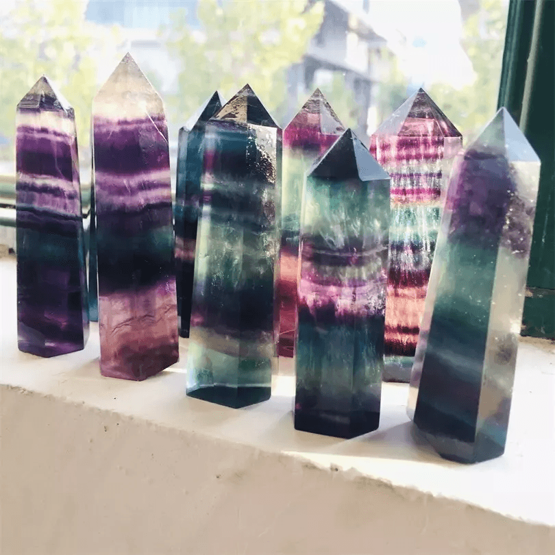 Rainbow Fluorite Healing Crystal Wands Obelisk Reiki Tower Point For Meditation Energy Balancing Ho 3
