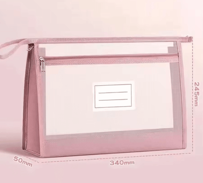Large A4 Mesh Document Organizer  DoubleZip Clear Storage Bag For Travel Office  School 6