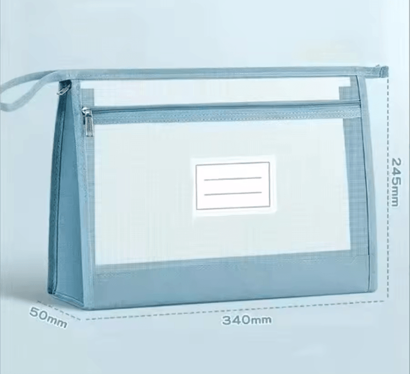 Large A4 Mesh Document Organizer  DoubleZip Clear Storage Bag For Travel Office  School 3